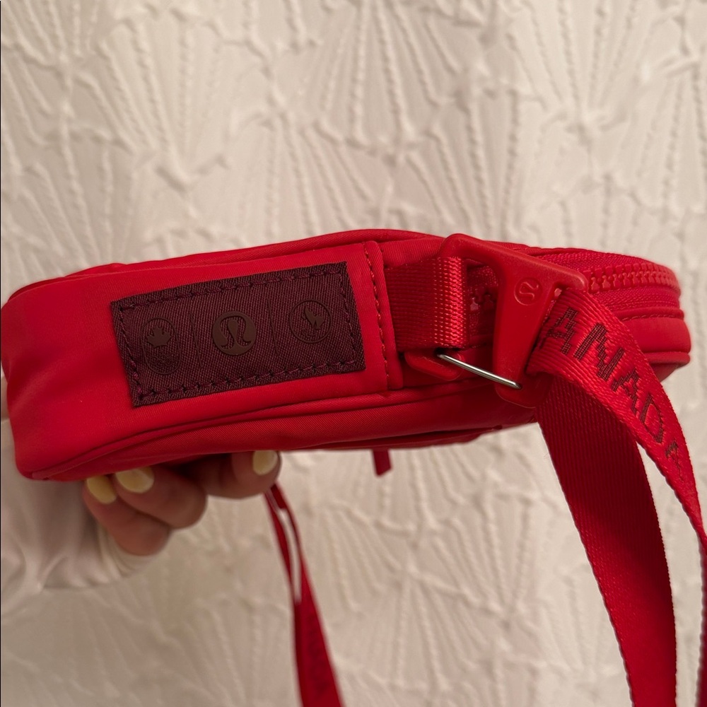 Lululemon Red Quilted Crossbody Bag with Maple Leaf Stitch - Picture 4 of 4